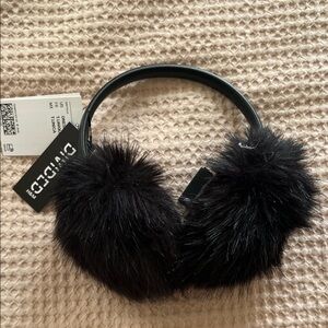 Divided Black Faux Fur Earmuffs